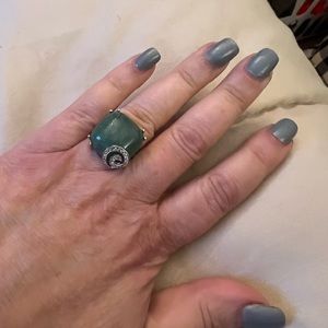 Jade and sterling silver ring